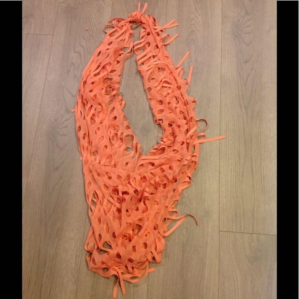 Coral Fringe Scarf